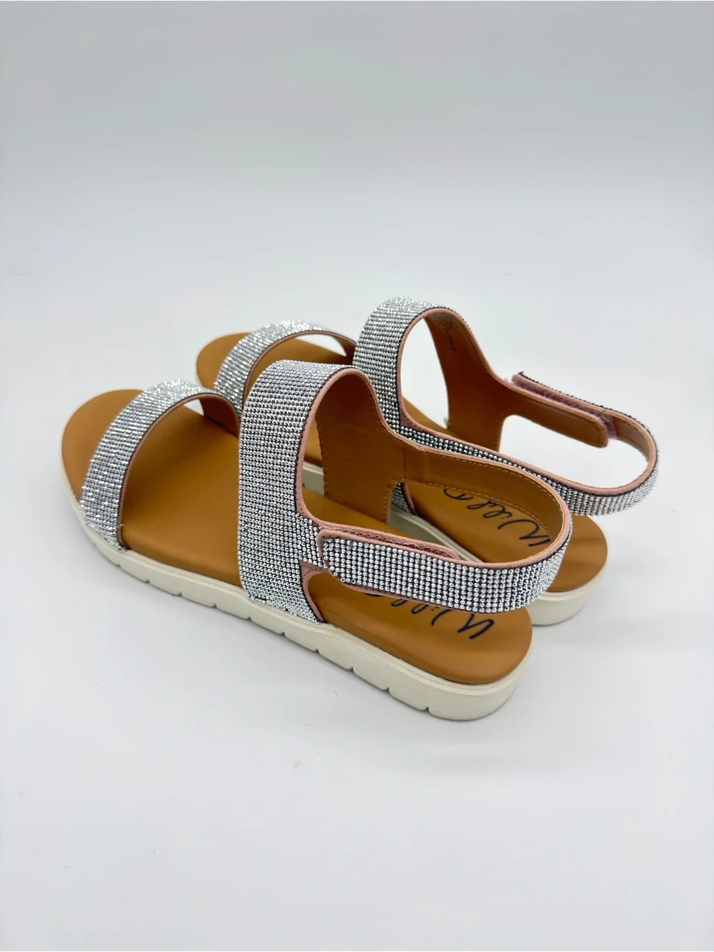 Wild Pair Silver Crystal Two-Band Slingback Sandal